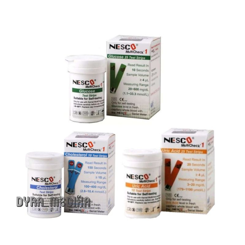 PAKET STRIP NESCO ( STIK GULA DARAH,ASAM URAT, KOLESTEROL )