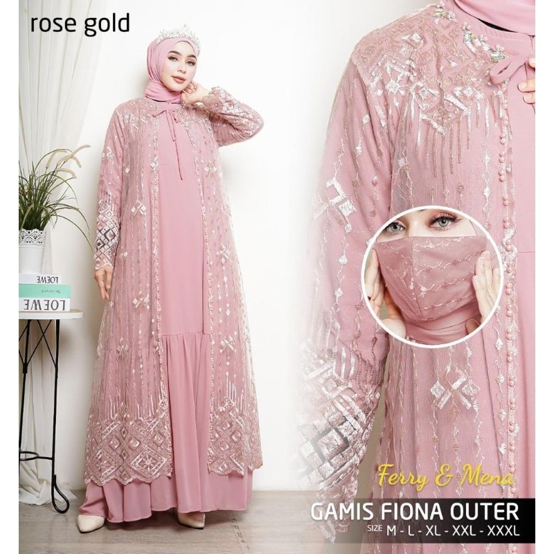 GAMIS FIOANA OUTER/GAMIS MAXI WANITA/ SETELAN GAMIS FASHION MUSLIMAH/GAMIS JUMBO XXXL LD 130/FASHION