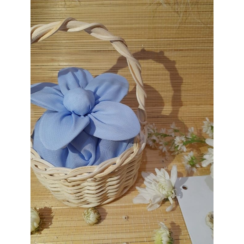 Hijab Bella Squre | Aquamarine | Gift Wisuda | Hijab Flower | bucket mini rotan