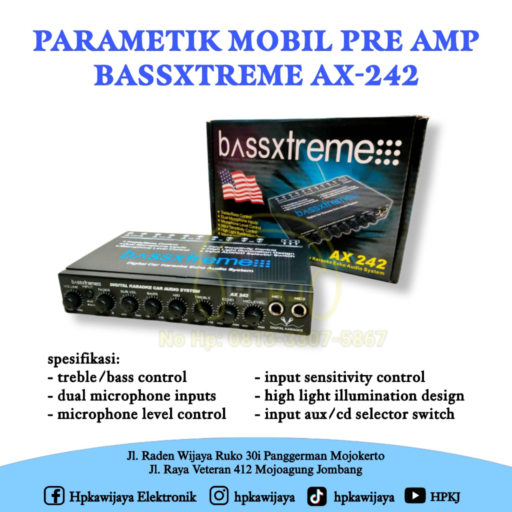 Parametrik Mobil BASSXTREME AX-242 Priamp Equalizer Preamp Mobil BASSXTREME AX 242