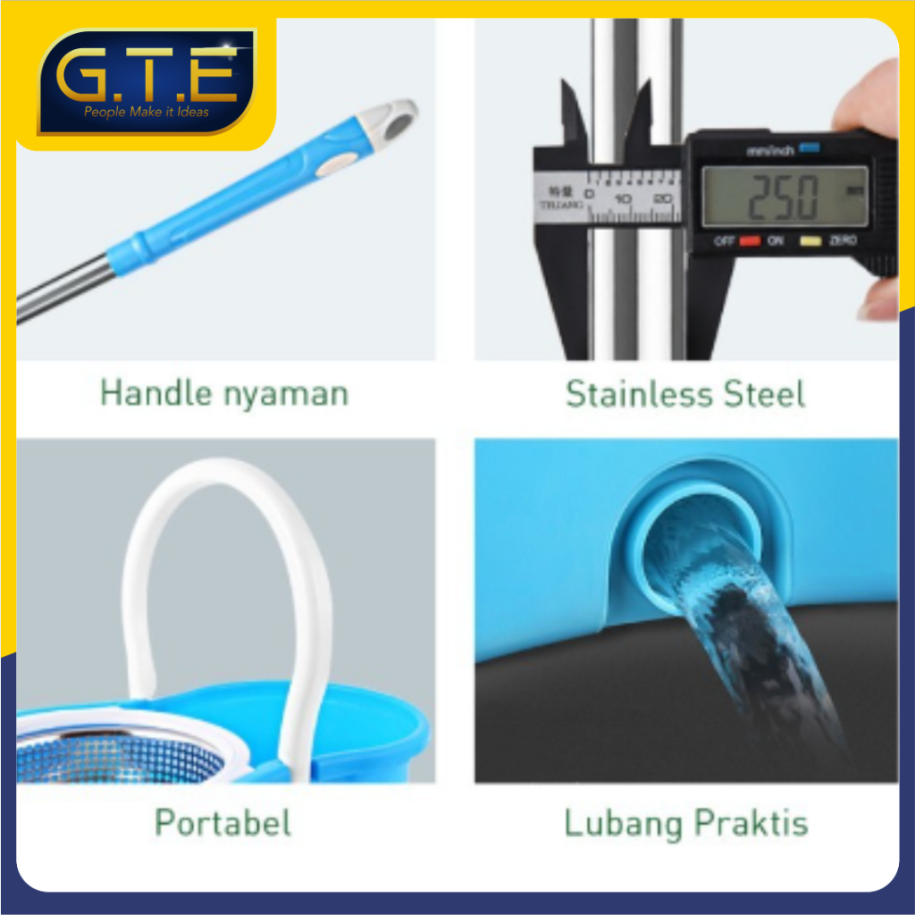 GTE | Alat Pel Lantai Pembersih Lantai Spin Mop Ultra | Pel Lantai Mop | Pel Mop Free Tempat Cuci
