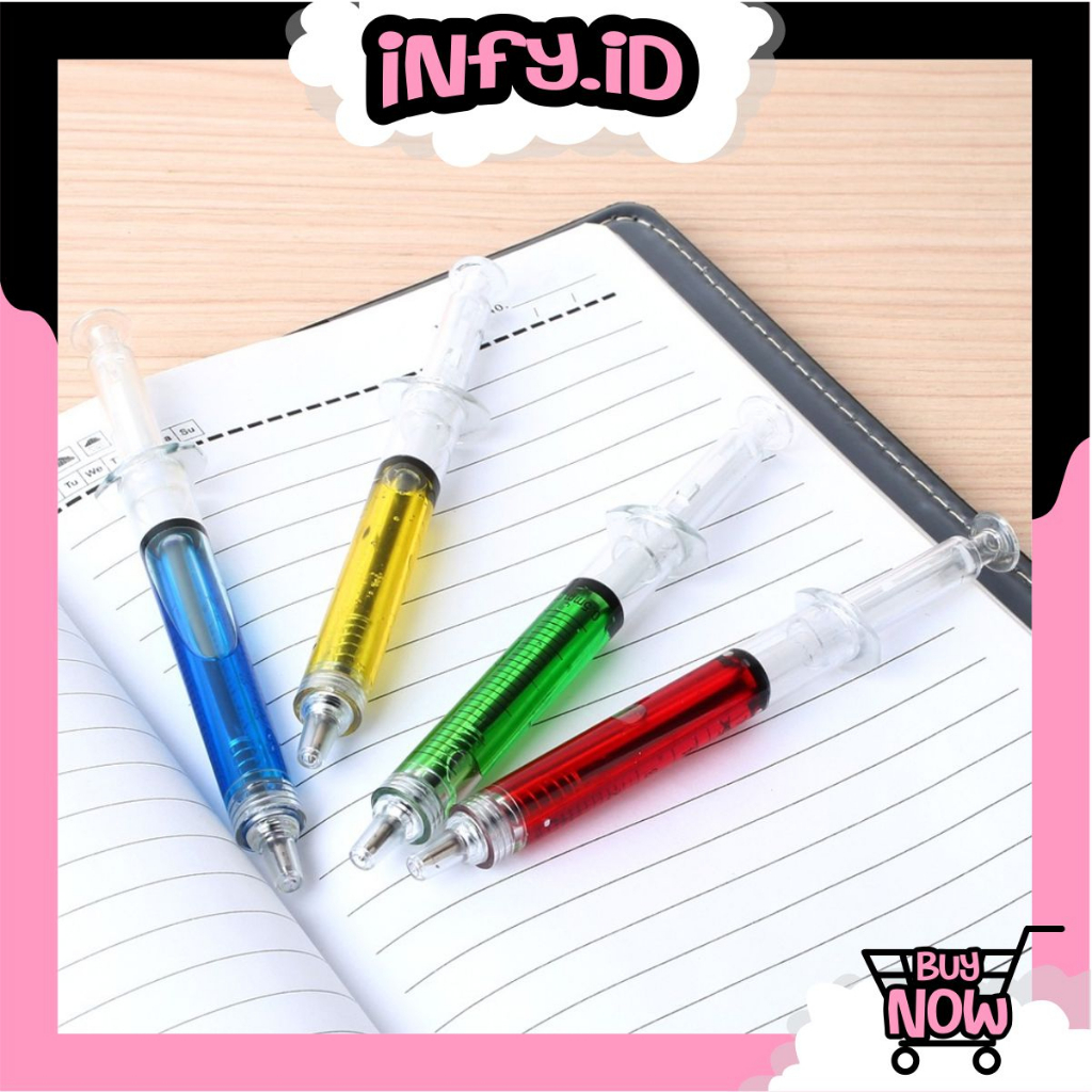 INFY - Pulpen Jarum Suntik Lucu Korean Syringe Ballpoint Pen Souvenir S074