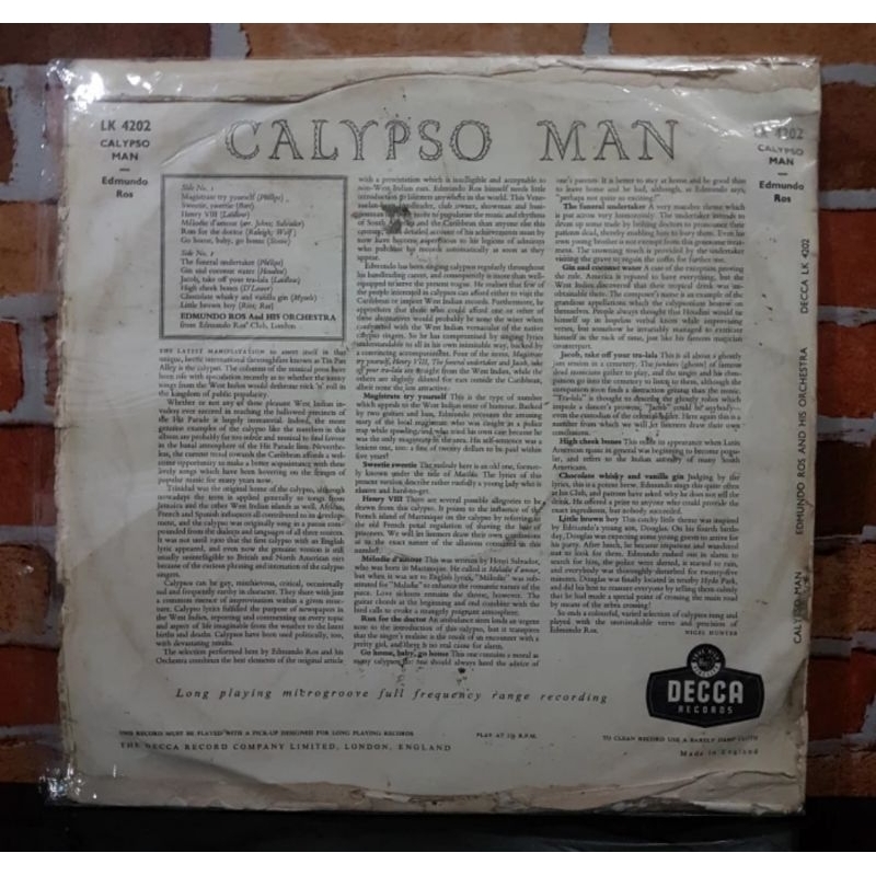 Vinyl Piringan Hitam 12 inch Edmundo Ros-Calypso Man