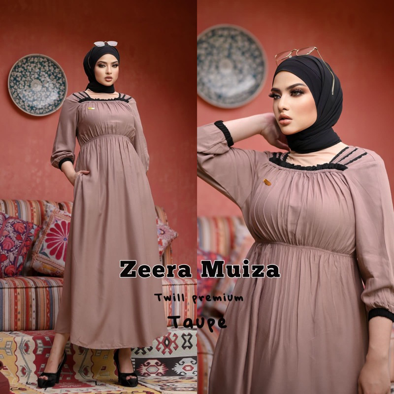 Daster Arab Zeera MUIZA Midi Dress Gamis Rayon Twill Premium Ori