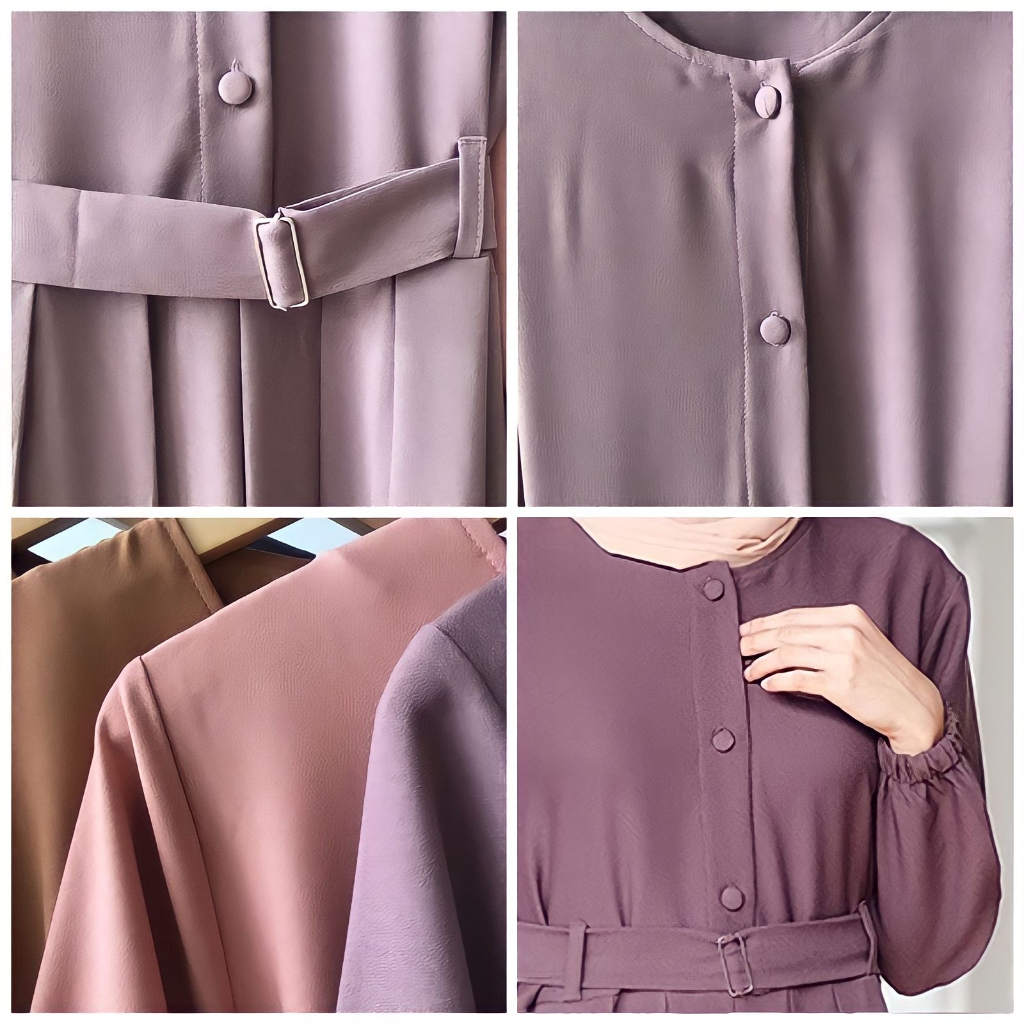 Gamis Sandira Dress Monna Belt Dewasa Muslimah Bahan Jatuh Flowly Busui Jumbo Murah Modern Kekinian