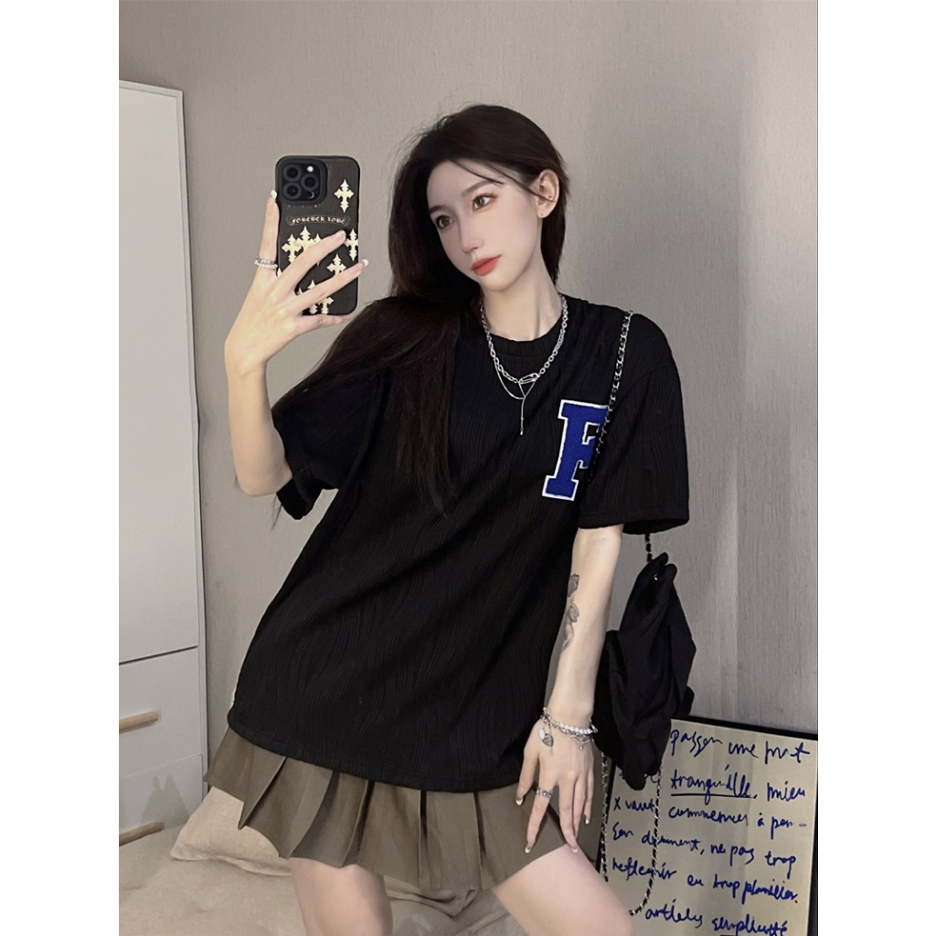 Kaos Wanita Import Korea Style Oversize Baju Wanita crinkle Kekinian Lengan Pendek Fashion Polos