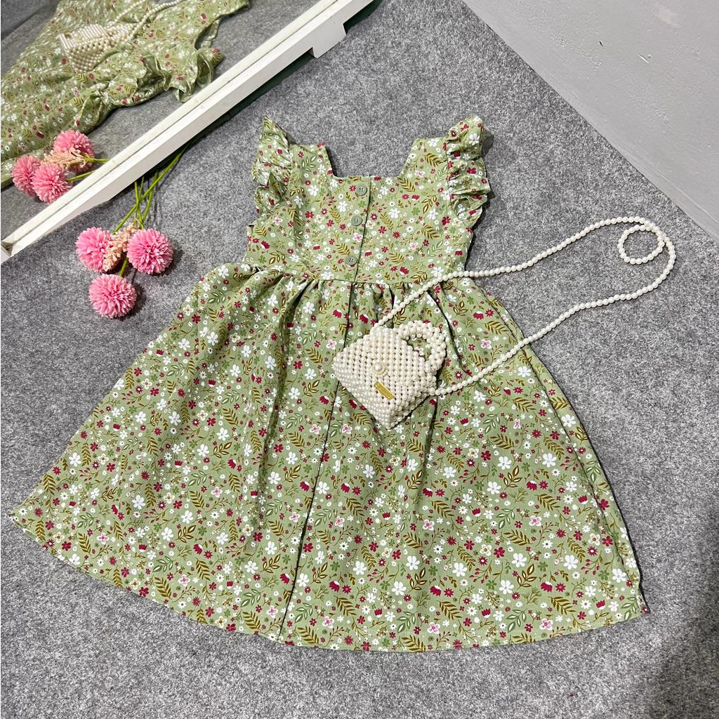 Jimmedy.id - Dress Anak Perempuan Imut Bunga Bahan Crincle Premium Untuk Umur 3 - 7 Tahun