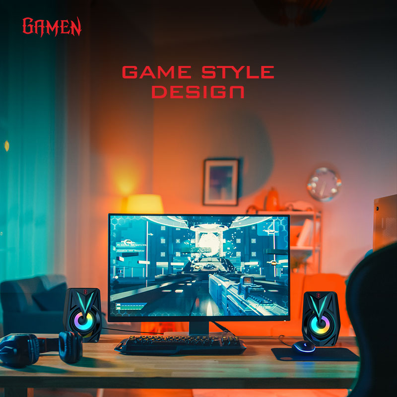 Speaker GAMEN GS1 Laptop/PC/Gaming Soundbar Super Bass Portable RGB Lighting - Garansi 1 Tahun