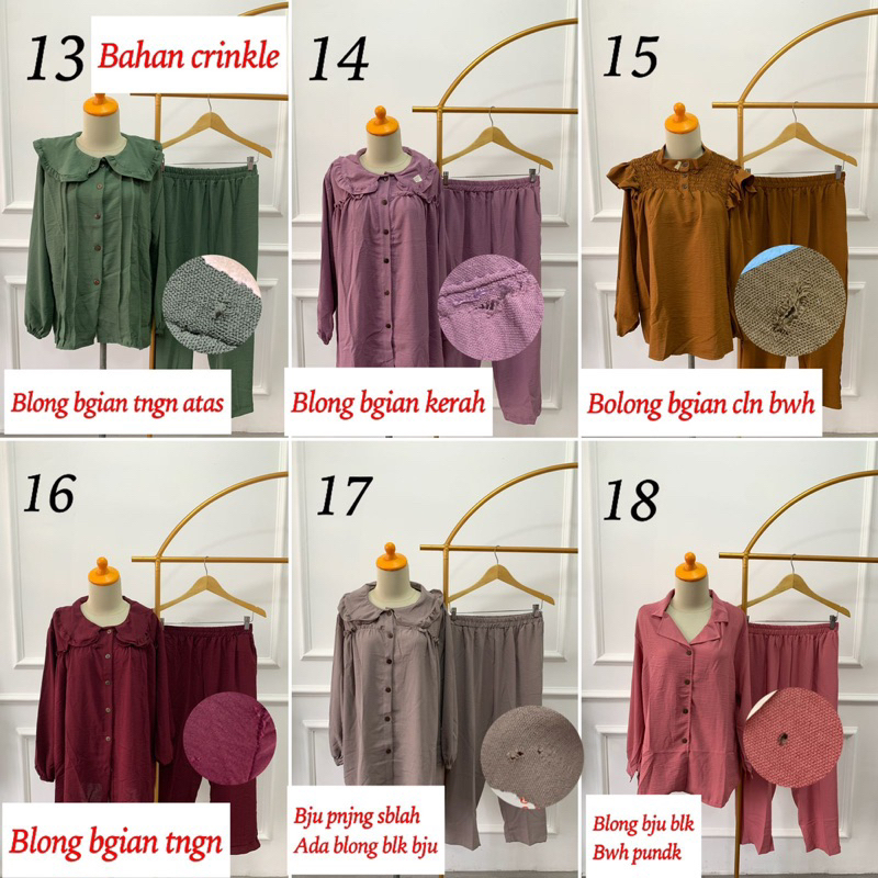 RIJEK BOLONG SETELAN BAHAN CRINKLE