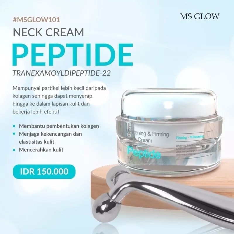 MS Glow Whitening &amp; Firming Neck Cream with Peptide Free yBeaute Roller (ED 10/23)