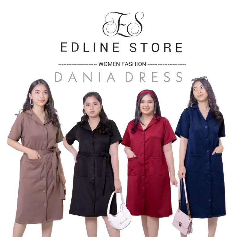 Edline Store - Dania Dress Fit to Ld 120 cm Dress Wanita Jumbo Bigsize Oversize Dress Kondangan Dres