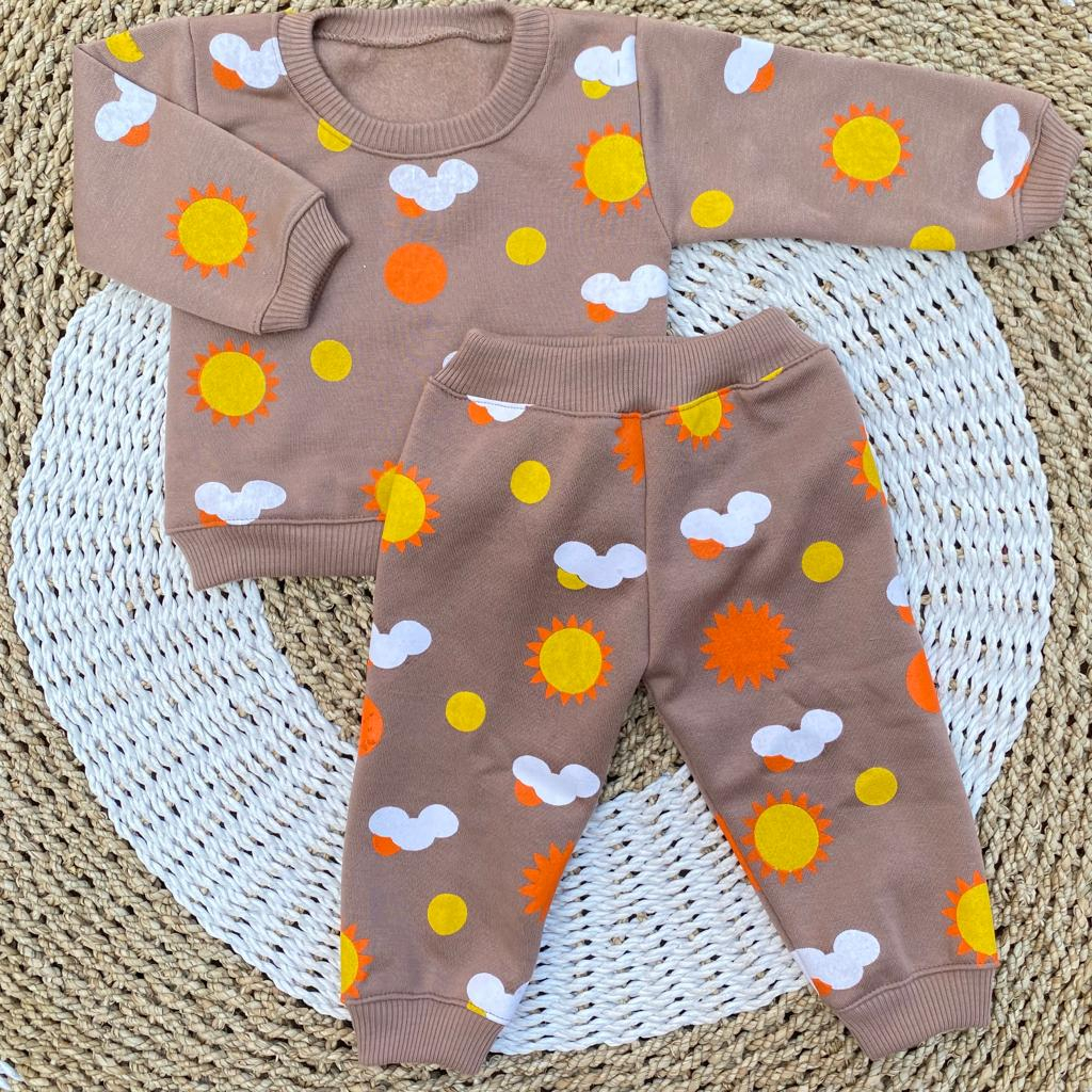 PROMO 7.7 Setelan joger bayi lengan panjang baju hangat bayi 3-12 bulan bahan fleece