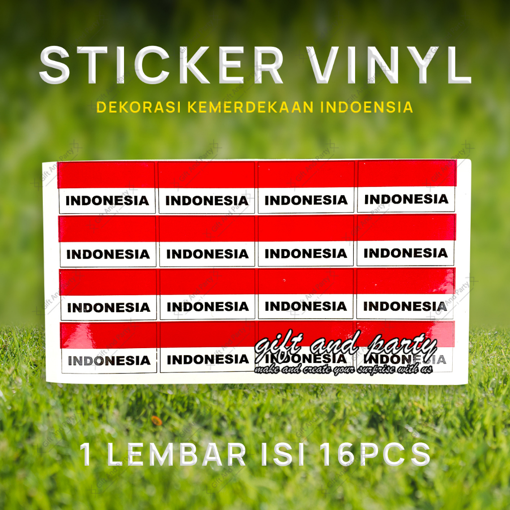 

Stiker Pipi Merah Putih INDONESIA / Stiker Bendera HUT RI polos isi 16 pcs