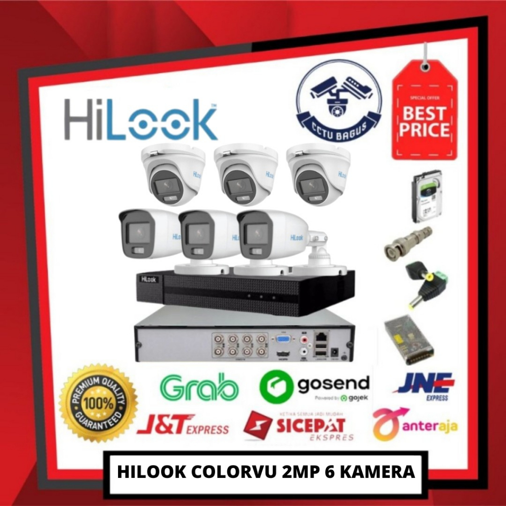 PAKET CCTV HILOOK COLORVU 6 KAMERA 2MP