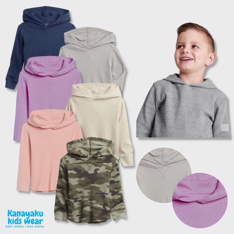 BAJU KAOS ANAK HOODIE WAFFLE KNIT GAP FOR UNISEX