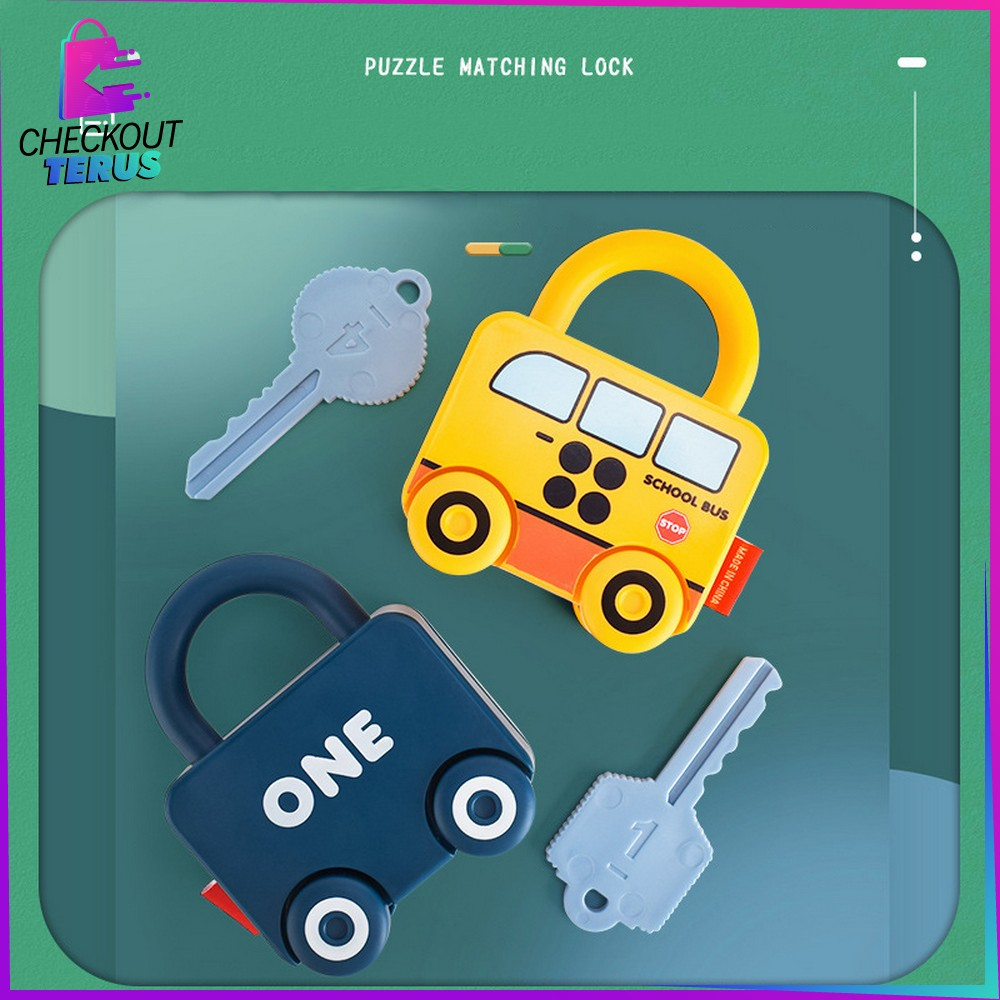 CT M318 Mainan Kunci Gembok Motif Transportasi Mainan Puzzle Key Set Anak Mainan Edukasi Anak Puzzle Matching Lock Import