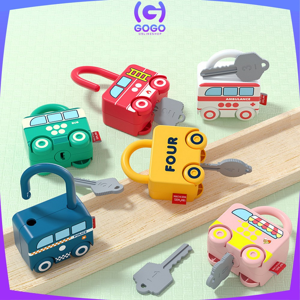 GOGO-M318 Mainan Puzzle Key Set Anak Mainan Kunci Gembok Motif Transportasi / Mainan Edukasi Anak Puzzle Matching Lock / Key Lock Car Kids Import