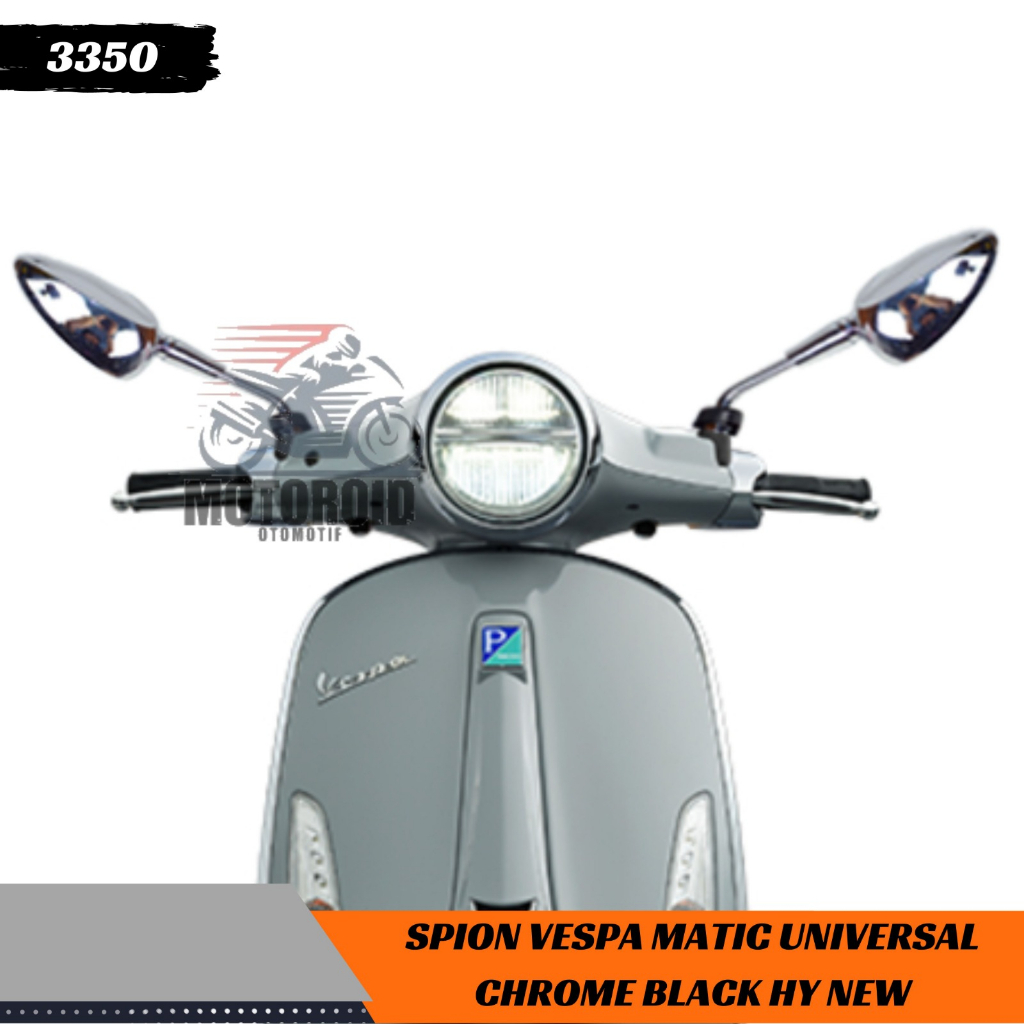 Spion Vespa Semua Motor Black Chrome HY New Matic Universal