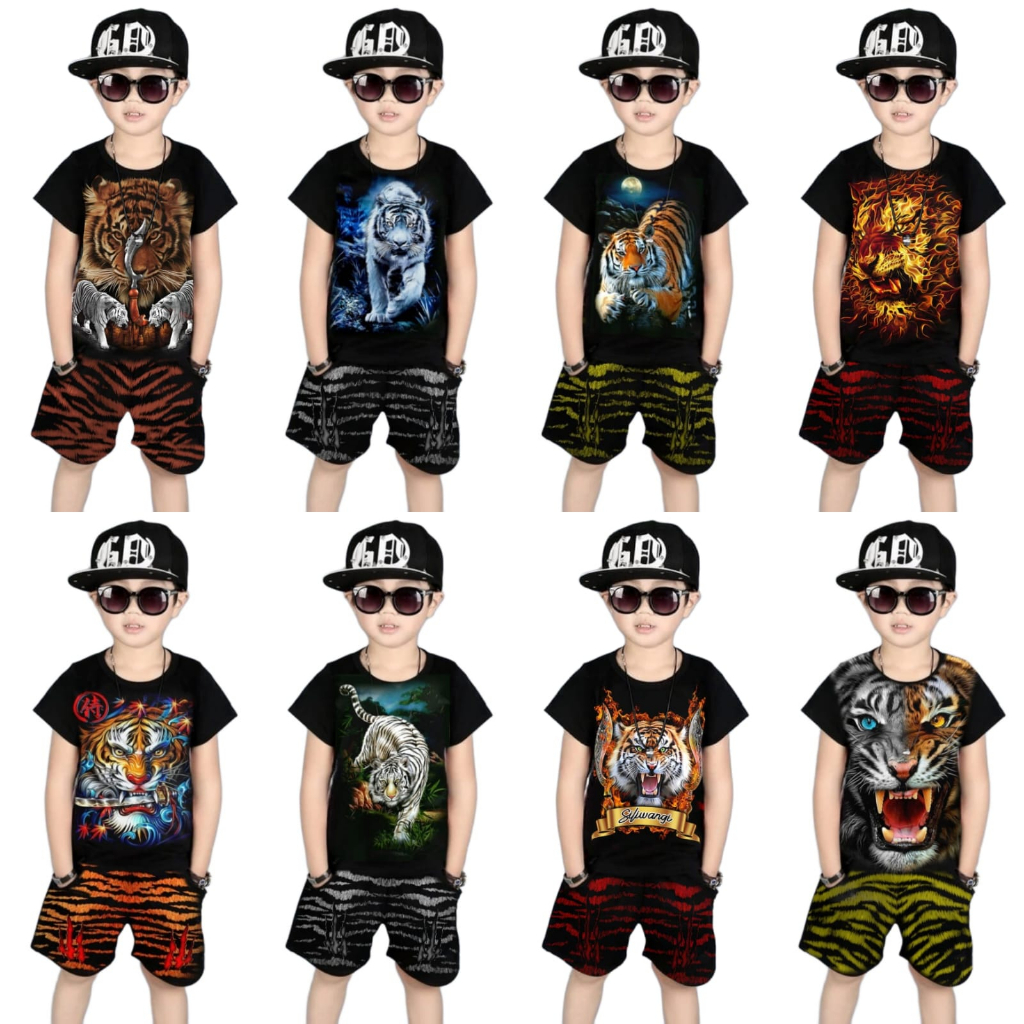 Baju Setelan Anak Cowok Dari Umur 4-13 Tahun Motif Macan baru / Bisa COD / Pakaian Anak / Shalch Trendy