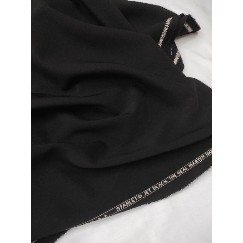 Kain Jetblack Kiara / Lady / Sifon / Stretch / Hitwist Jetblack Hitam Pekat