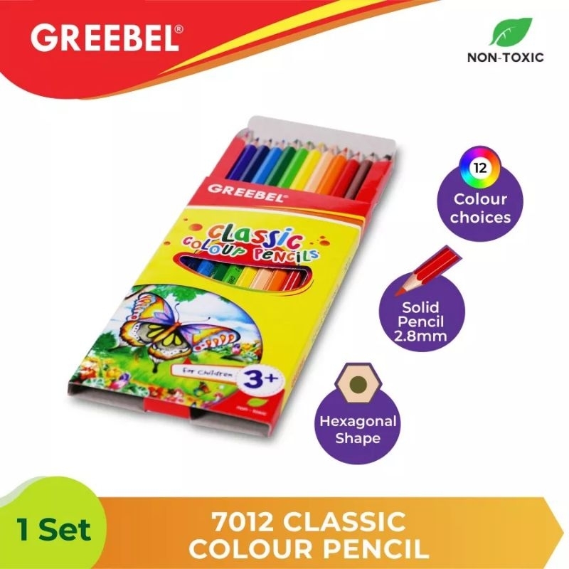 

GREEBEL Pensil Warna 12w Panjang Classic Colour Penscil 7012 non toxic