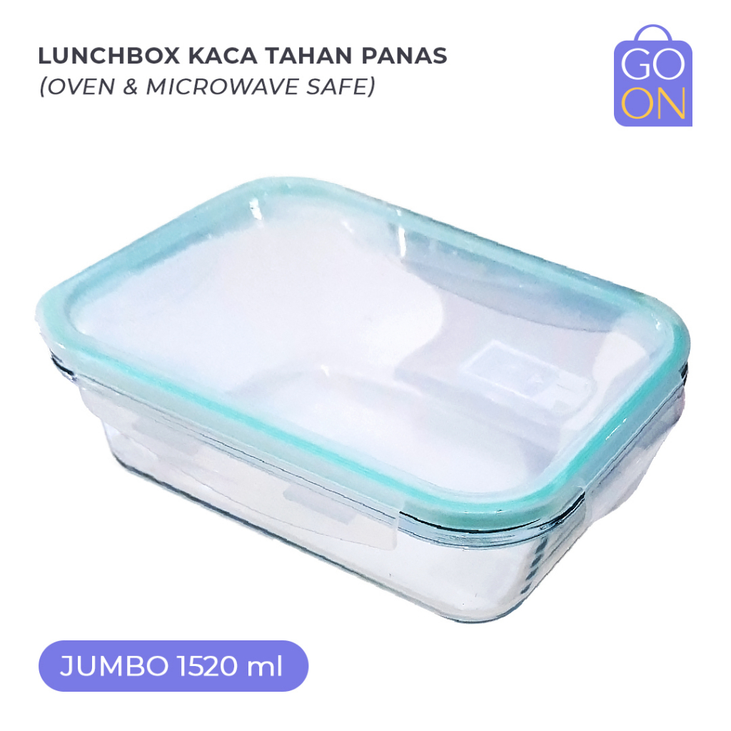 [JUMBO 1520ml] Kotak Makanan Kaca Tahan Panas &amp; Dingin (Freezer) - Oven &amp; Microwave Safe - Glasslock Anti Bocor