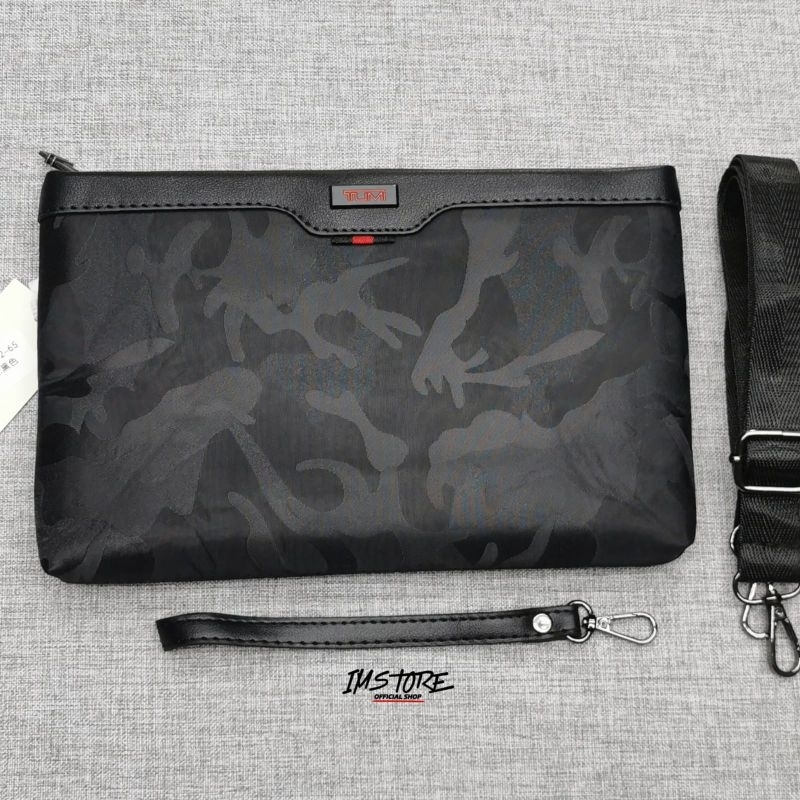 Tumi Handbag Leather Camo &amp; Black