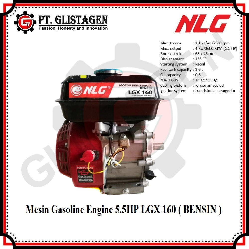 Engine LGX 160 NLG Mesin Penggerak Gasoline Bensin Serbaguna 5.5 HP