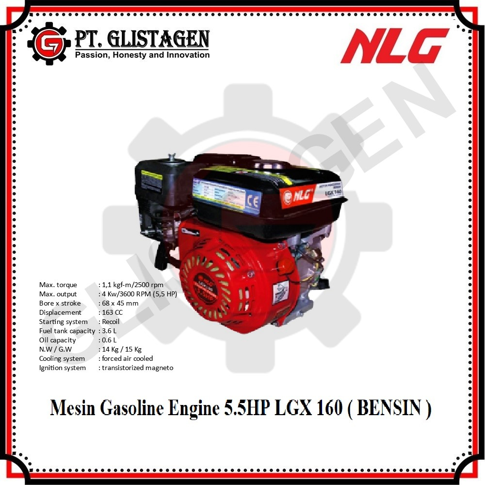 Engine LGX 160 NLG Mesin Penggerak Gasoline Bensin Serbaguna 5.5 HP