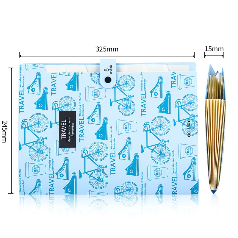 ELFYDO DELI025Expanding File / Map Folder Dokumen A4 8 Pocket Lucu Dengan Tab Index