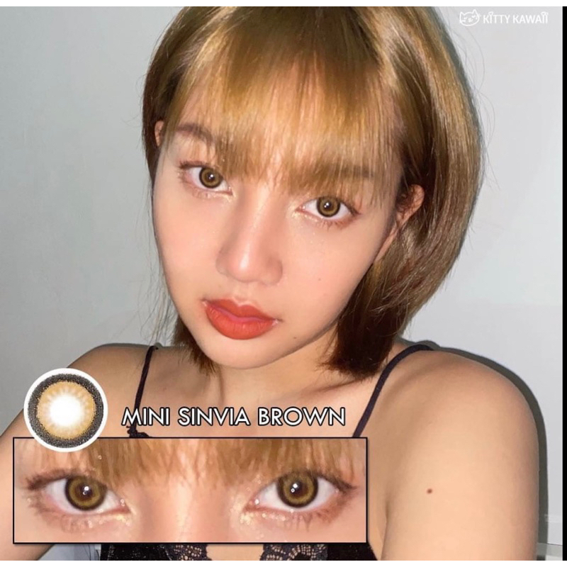 Softlens Kitty Kawaii Mini Sinvia Brown / Coklat Normal Minus Beda Minus