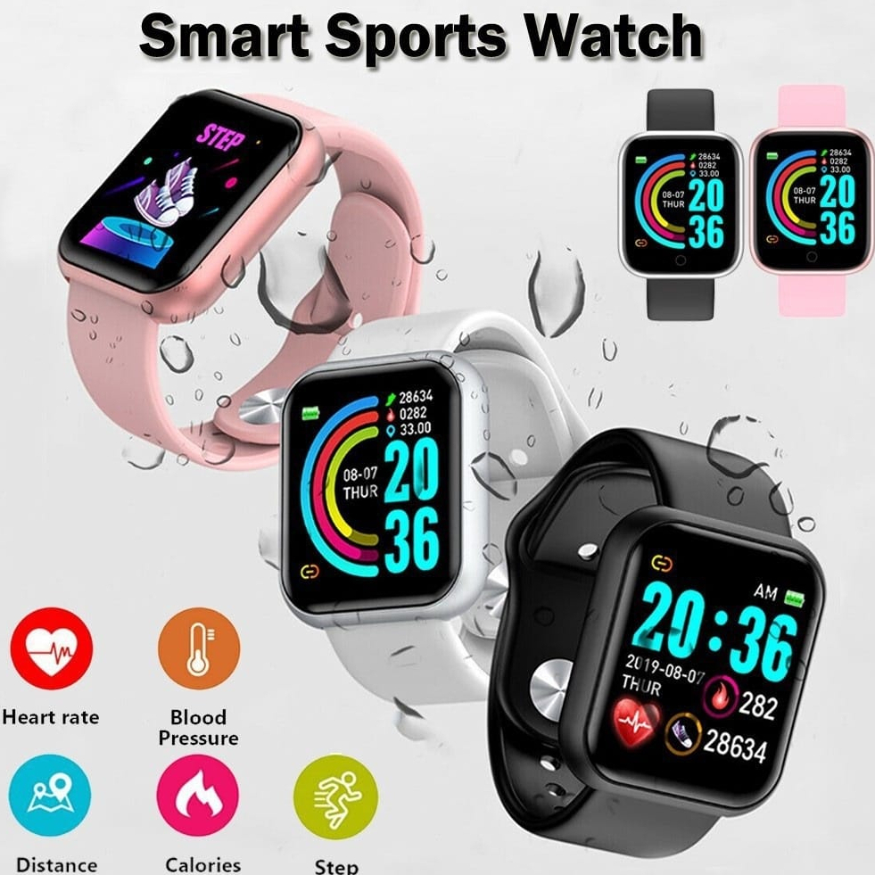 SmartWatch Y68 Sport Tahan Air Bluetooth Smart Watch Pelacak Kebugaran Gelang Pedometer Heart Rate