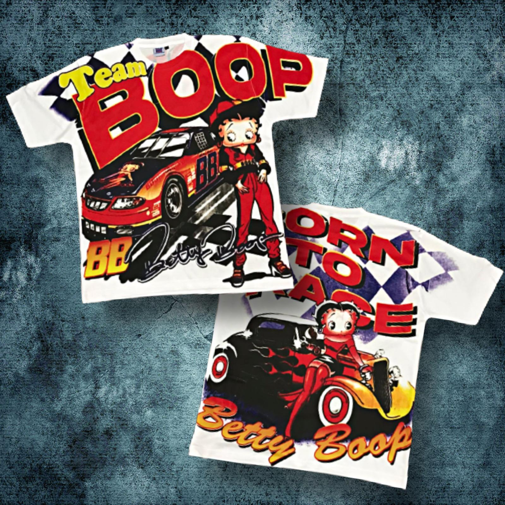 KAOS TAG THAILAND BETTY BOOP NASCAR AOP (ALL OF PRINT) | KAOS CARTOON KARTUN ANIME KOMIK COMIC FULLP