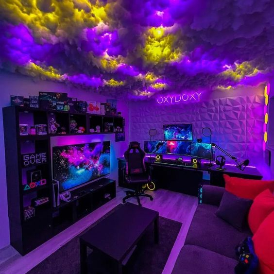 FULLSET Led Awan Petir Dekorasi kamar gaming / Set up kamar gaming / LED guntur petir / LED Cloud Fu