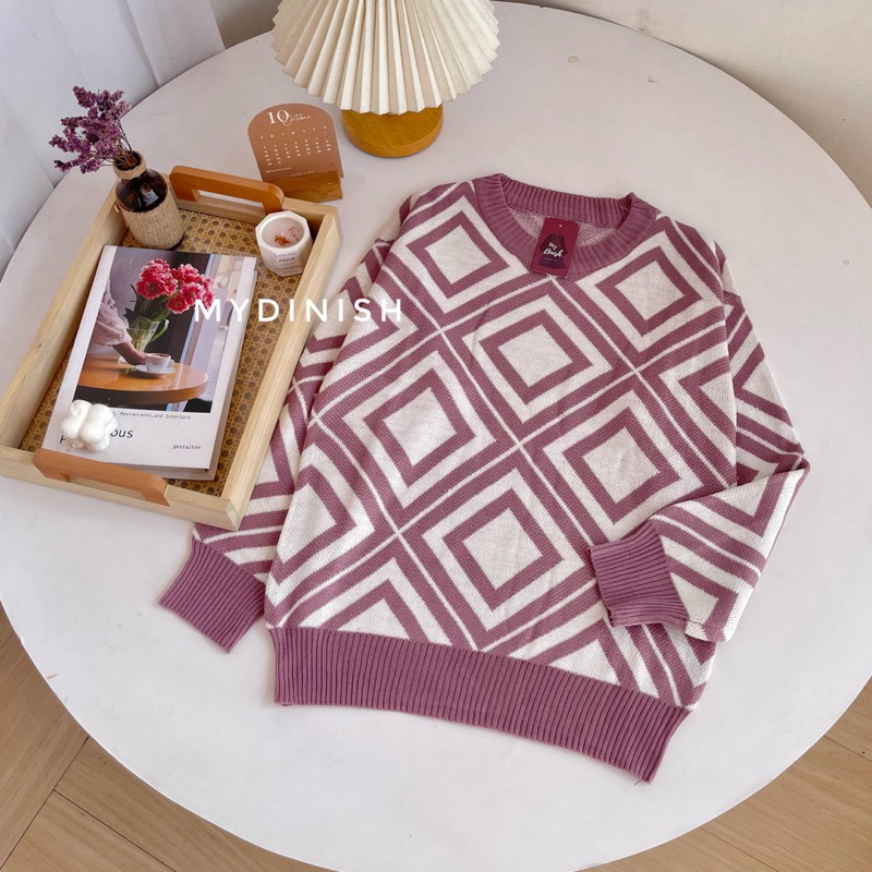 Melvi Blouse - Atasan Wanita Motif Square
