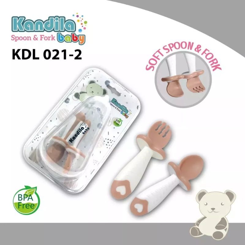 Kandila Silicone Spoon &amp; Fork Sendok Garpu Bayi dan Anak KDL 021-2