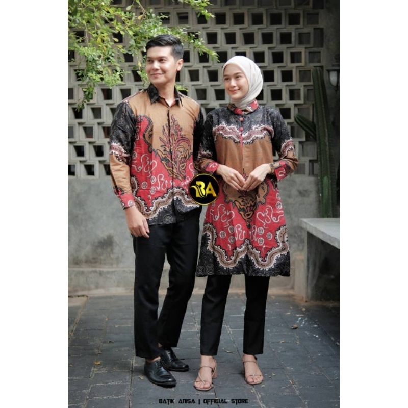Couple Batik Modern Tunik Wanita Dress Kombinasi Bolero Kemeja Batik Modern
