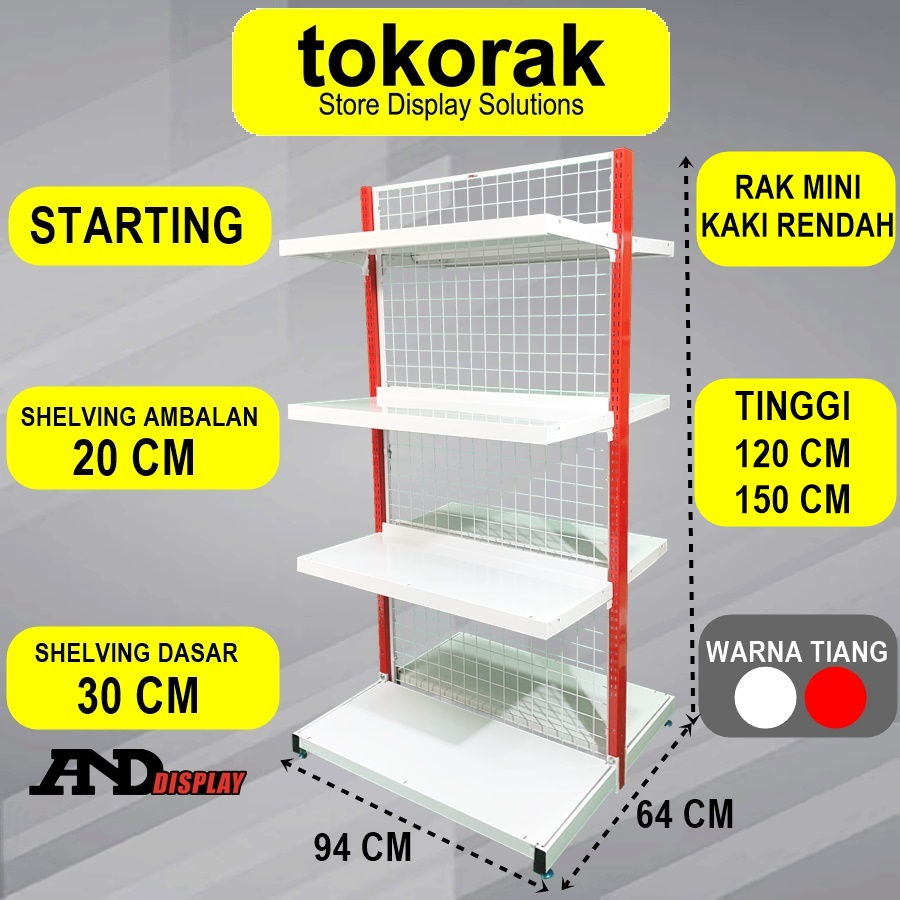 RAK MINIMARKET SUPERMARKET DOUBLE STARTING MINI 20 CM RAK GONDOLA ISLAND ANDDISPLAY