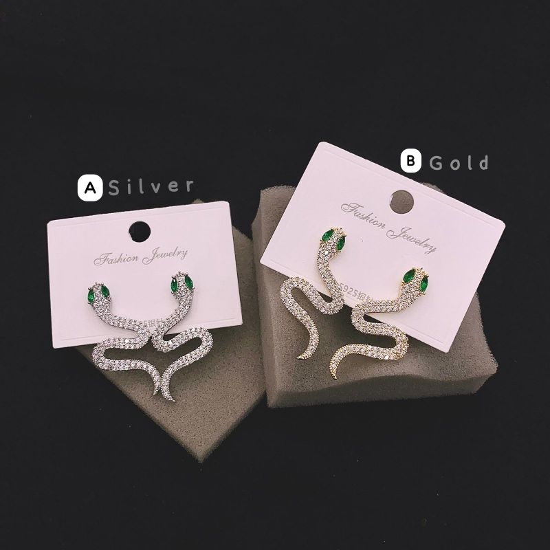 Anting Silver925 Perak mata tanam kilau mirip emas asli Premium Quality Anti Karat anti alergi S80