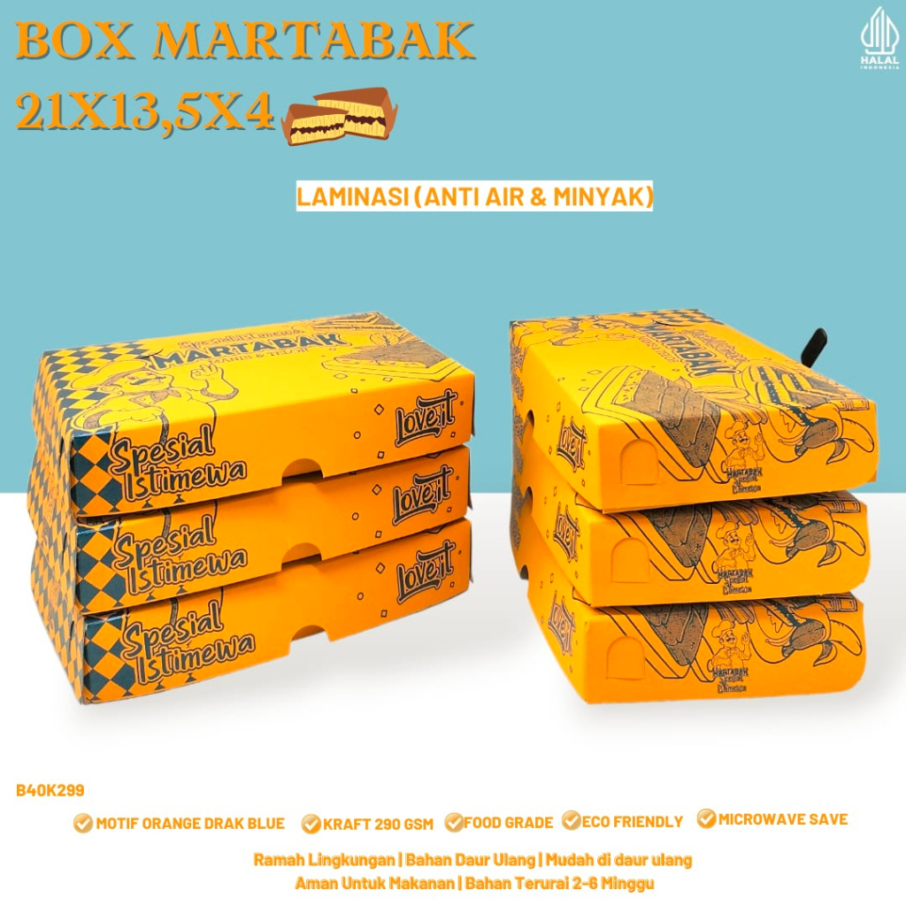 

Kardus Martabak Laminasi Box Martabak (B40K299-21X13.5X4)