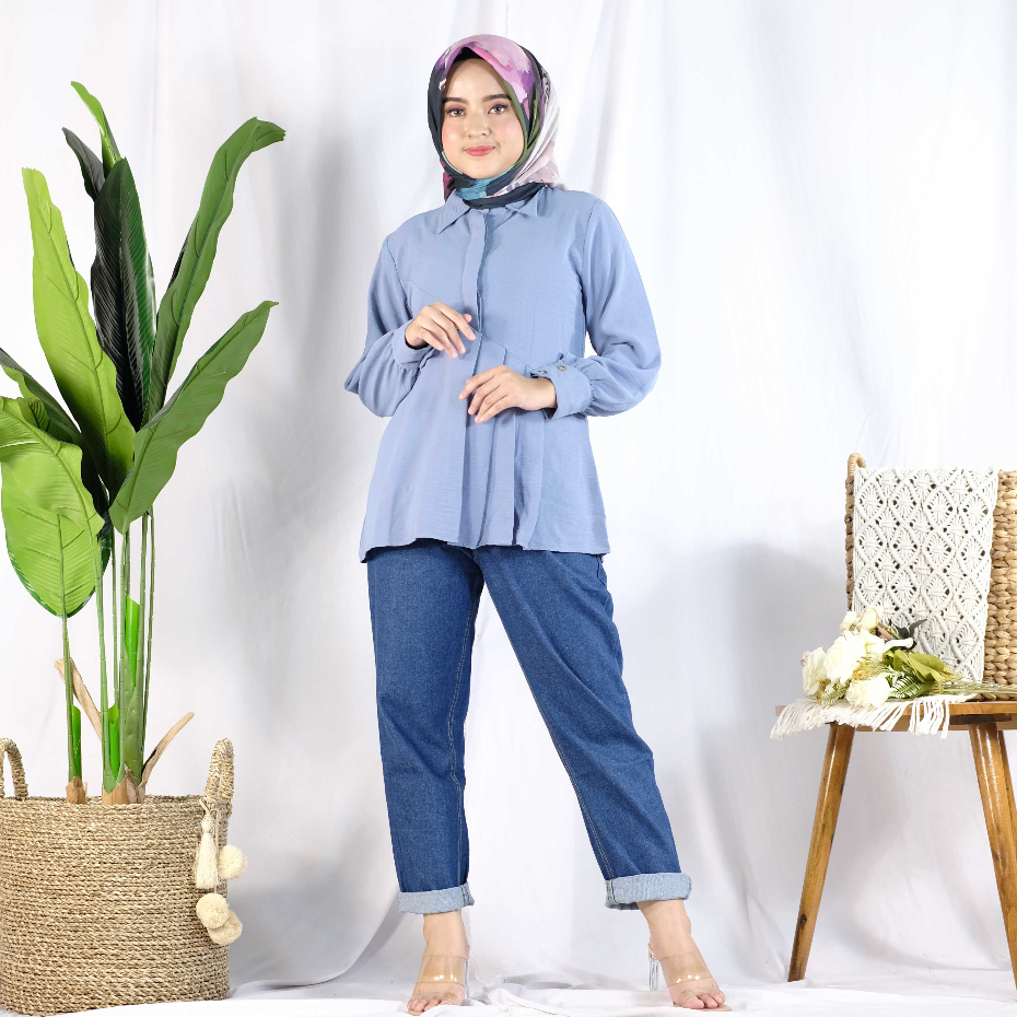 THALITA BLOUSE POLOS CRINKLE/Atasan Crinkle import