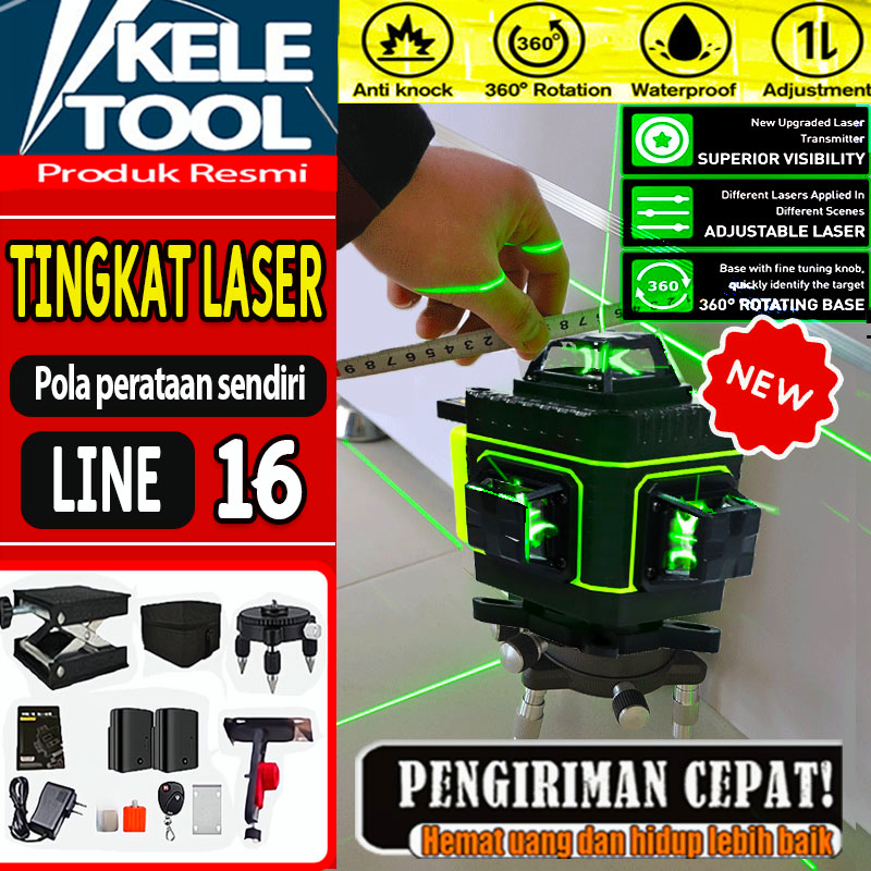 【Stok Lokal】laser level bangunan waterpass laser keramik Laser level leveling 4d 16 line digital met