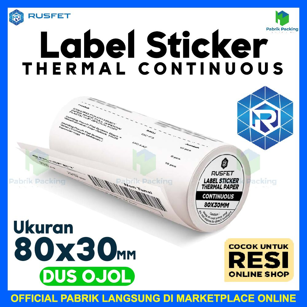 

Label sticker stiker thermal continuous rusfet 80x30 lebel dus ojol