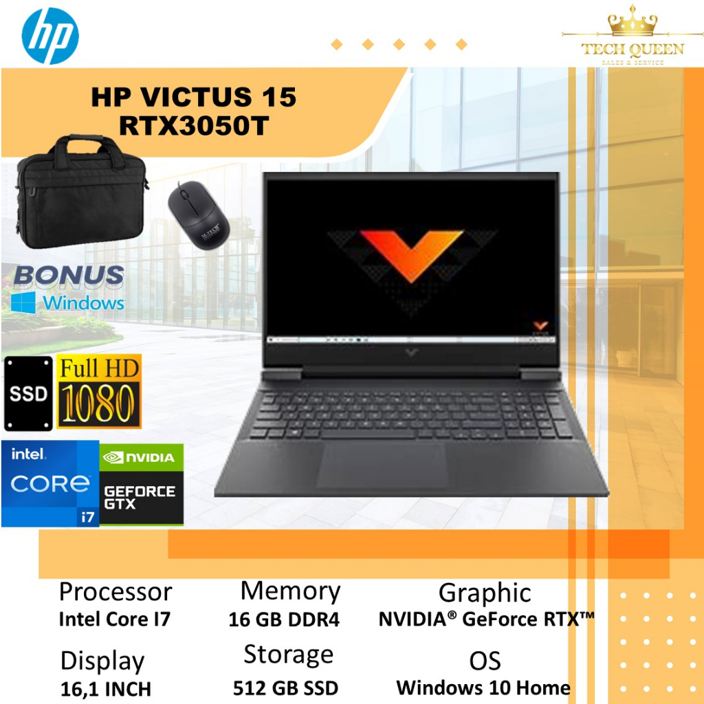 HP VICTUS 16 RTX3050TI 4GB/ I7 11800 16GB 512SSD WINDOWS 10 16.1FHD 144HZ