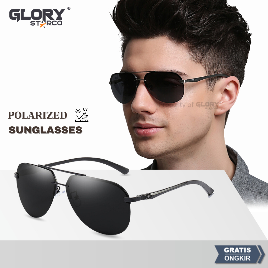 Kacamata Hitam Gaya Aviator Polarized Sunglasses Pria Wanita Anti UV