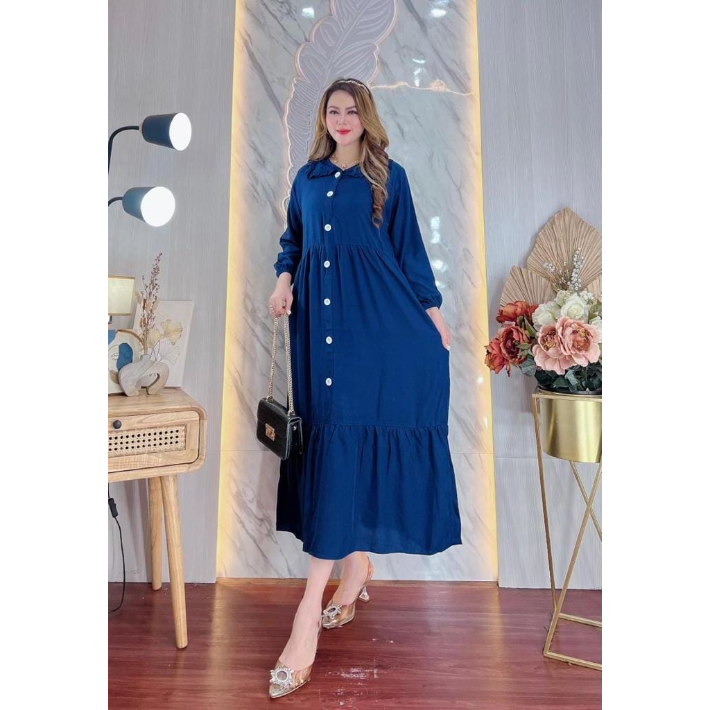 Gamis rayon premium - Gamis rayon - gamis midi dres - gamis rayon polos - gamis polos