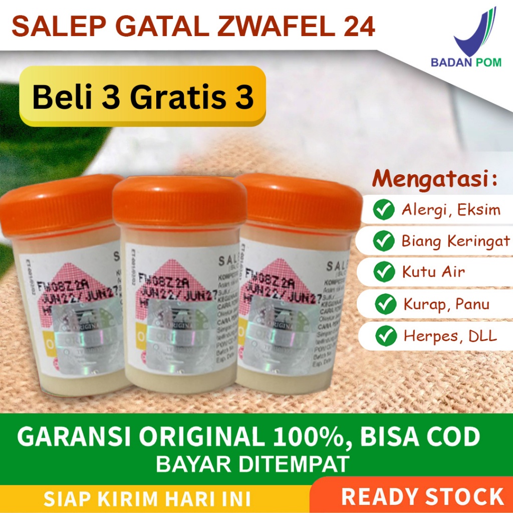 BELI 3 PCS GRATIS 3 PCS SALEP GATAL ZWAFEL 24 - SALEP OBAT GATAL BPOM HILANGKAN GATAL JAMUR EKSIM KUTU AIR PANU KURAP ALERGI KULIT