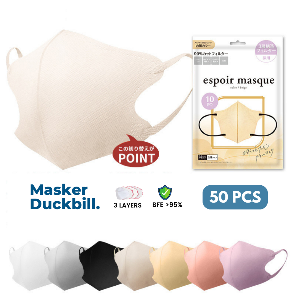 Masker Earloop Medis Duckbill 3 Ply Garis Izin Kemenkes 1 Box isi 50 pcs