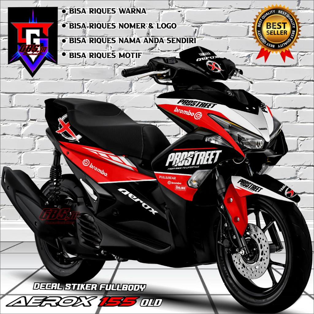 Stiker Decal Aerox 155 Old 2016-2019 Fullbody Variasi Prostreet Racing Decal Motor Aeorx old