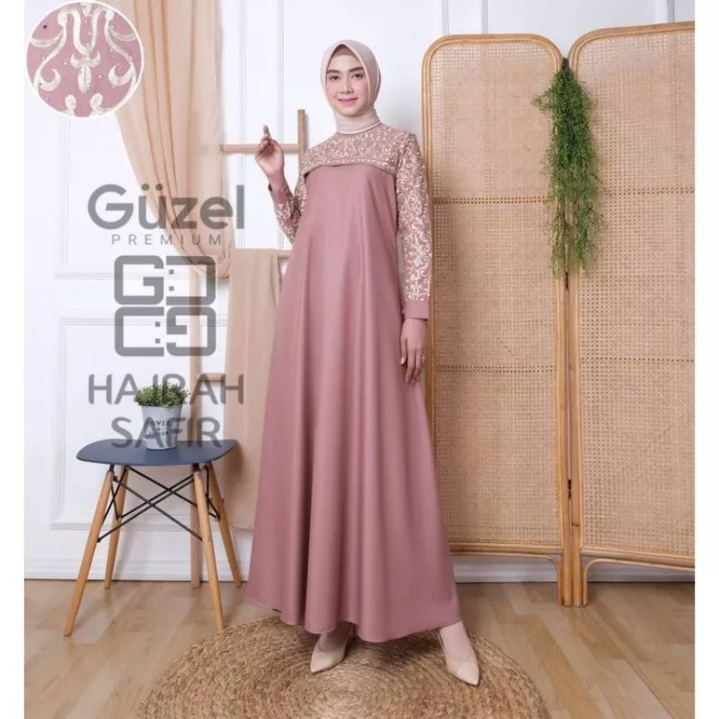 GAMIS HAJRAH SAFIR ORI GUZEL PREMIUM - Dress Wanita - Gamis Wanita - Gamis Bordir Size M, L, XL Baha